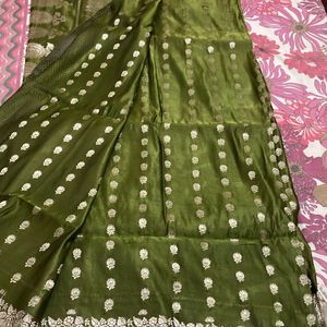 Banarsi Silk Green Saree