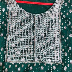 Green Embroidery Work Kurti