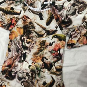 Birds printed multicoloured dress