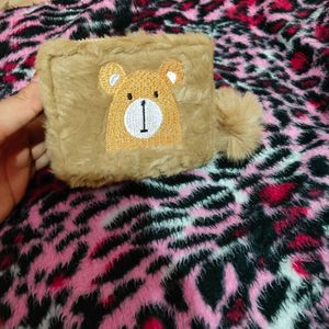 Cute Furry Bear Embroidered Wallets