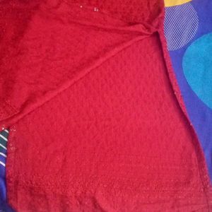 Dark Red Kurta Glittery