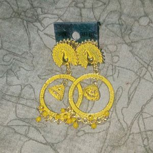 Pretty Stone Work Chanbali & Yellow Earrings Combo