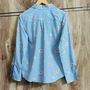 Sky Blue Cotton Printed Shirt Size-42