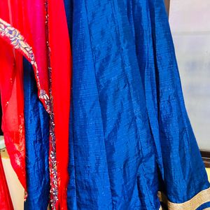 Navy blue gown with dupatta