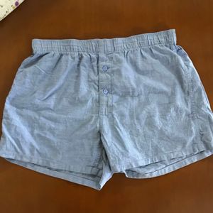 Soft Linen Night Shorts In Mauve Blue