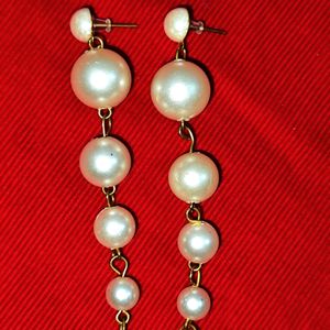 White Long Pearl Earings (western)