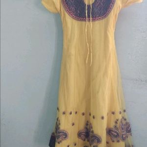 Haldi Frock Suit With Dupatta