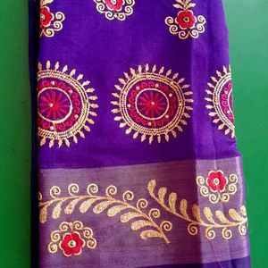 Violet Cotton Saree(10% Discount)