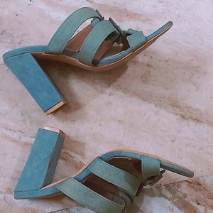 Denim Block Heels