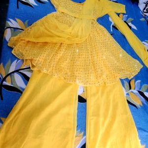 Yellow 💛 Haldi Dress For Girls