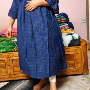 Blue Kurti With Jerry Work