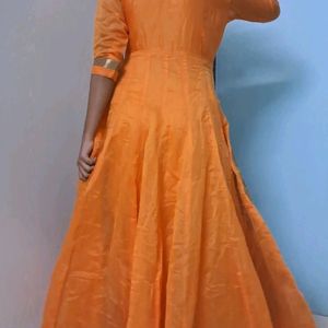 orange anarkali set for wedding festivals