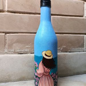 Aesthetic Handpainted Girl Art On Glass Bottle