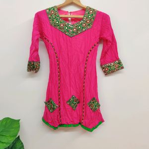 Pink & Green Kurta Set