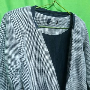 Women's Cropped Blazer Grey Jacket Checker Coat 🧥