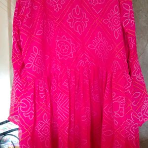 Women Pink Bandhani Style Gown