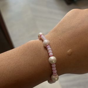 Aesthetic  Pink And White Pearl Bracelet