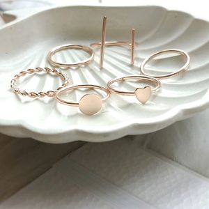 Rose Gold Stackable Rings ( Set Of 6)