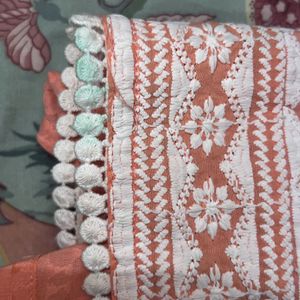 Peach Chikankari Kurta