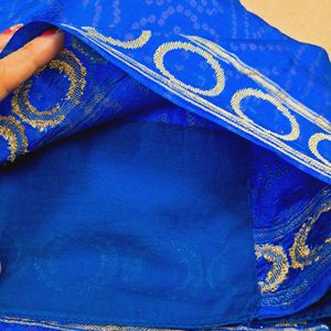 BEAUTIFUL Blue with Pink  Bandhani Print Saree