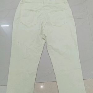 Off Yellow Denim Straight Jeans