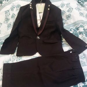 Kids Wine Colour Three Piece Suit