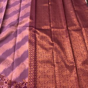 New- Lavender With Onion Pink Silk Saree