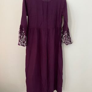Purple Kurti With Floral Painting