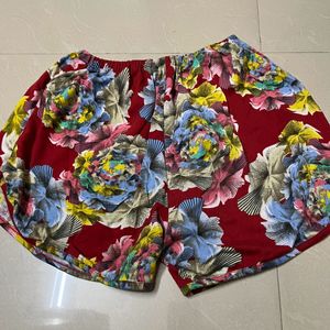 Women Floral Printed Short Red Colour