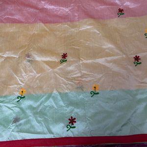 Shantiniketan thread Embroidered Silk Saree