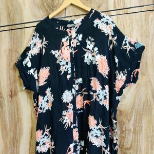 Black Printed Long Top Size-54