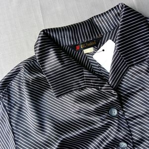 New Premium Korean Black Stripped Silk Shirt