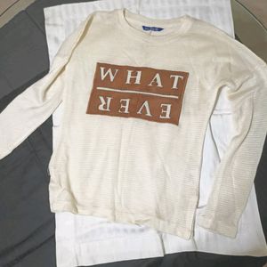 White Graphic Print Sweater For Women