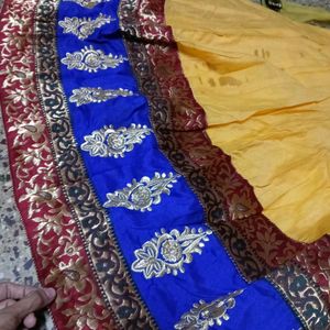 Designer Yellow Blue Anarkali Suit