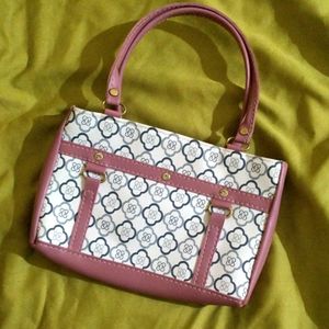 Pink And White Handbag