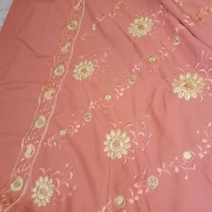 satin dress material with work