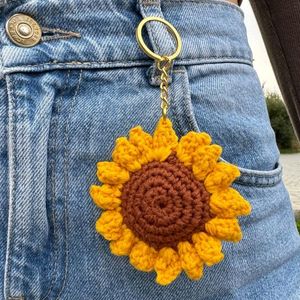 Crochet Sunflower Keychain