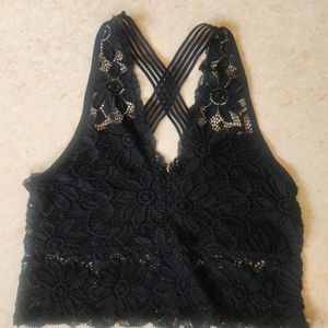 Net Blouse Cross Black Bra/Combo Offer