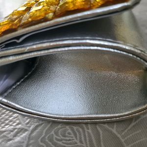 Silver Clutch with golden stones