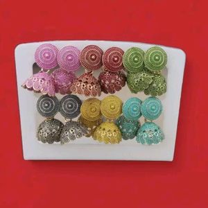 6 Sets Of Jhumki Earrings