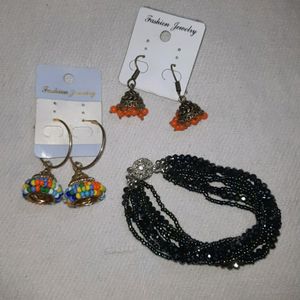 Combo Offer - 2 Earrings + 1 Hand Bracelet