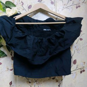 Zara Black Frill Off The Shoulder Top 😍