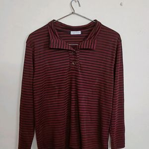 Red Black Striped T Shirt