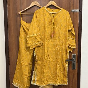 Heavy Yellow Kurta With Palazzo