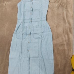 Price Drop New New .....Denim Pinafore Dress With 2 Pockets