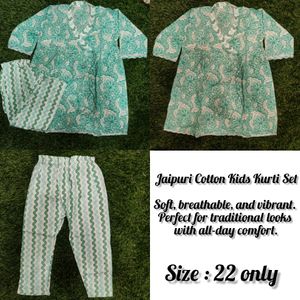 Jaipuri Cotton Kids Kurti Set