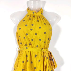 Mustard Yellow Printed Casual Jumpsuit (Women)