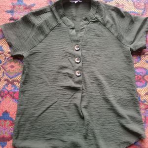 Honey By Pantaloons Olive Green Button Top