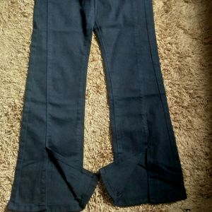 Black Denim Bootcut Pant With Slit Ends