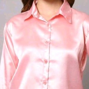 Price Drop🌟Graceful Satin Women Shirts Pink.!!